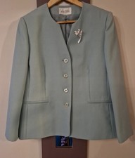 Eastex Duck Egg Blue / Green Blazer Jacket With Brooch Size 14