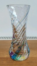 Caithness Crystal Rainbow Swirl Small Glass Vase 15.3 cm Tall