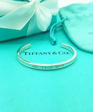 Tiffany & Co 1837 Narrow Cuff Bangle Bracelet in Silver, LARGE , RRP £505