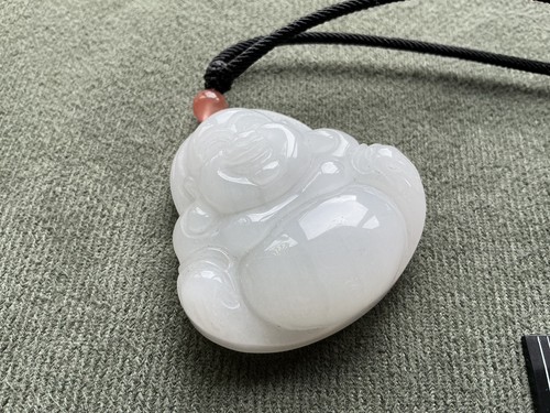Laughing buddha white jade - buddha,
