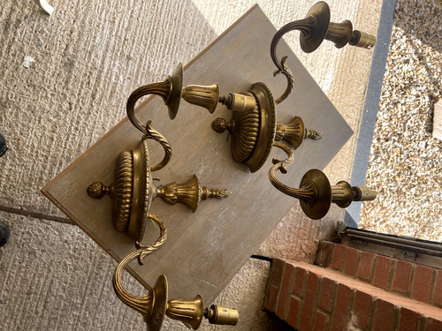 2no vintage brass candle - ,