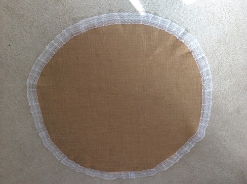 Hessian lace edged table
