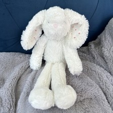 Next Best Friend White Bunny Rabbit Comforter Toy Long legs Pink spotty Ears 13”