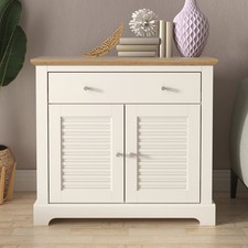 Milan Modern Sideboard with 2 Doors 1 Drawer Kitchen Hallway Ivory & Oak