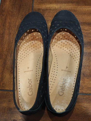 Gabor black suede perforated - black,