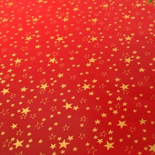Red and Gold Christmas Stars PVC Vinyl Wipe Clean Oilcloth Tablecloth
