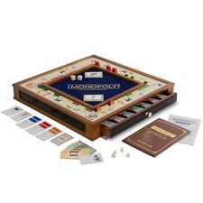 Monopoly Trophy Edition with Deluxe Luxury Wood Cabinet by WS Game Company New