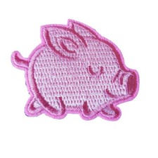Pink Pig Iron on patch, sew on