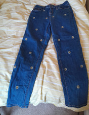 Tu Girlfriend Jeans With Sunflower Embroidery Size 10 29" Waist Inside Leg 29"