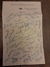 Arsenal football club vintage memorabilia including club issued autograph sheet 