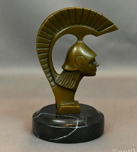 Spartan art deco bronze bust - deco,