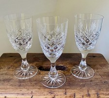Set of 3 Thomas Webb signed Crystal Wine WET 16 cut Design discontinued 1983