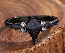 Blue Sandstone Ring Engagement Ring Anniversary Gift, Promise Rings for Women