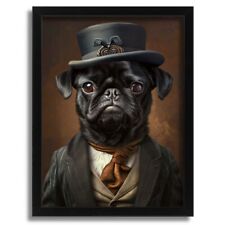 Black Pug Wall Art Print