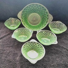 Vintage Green Pressed Glass