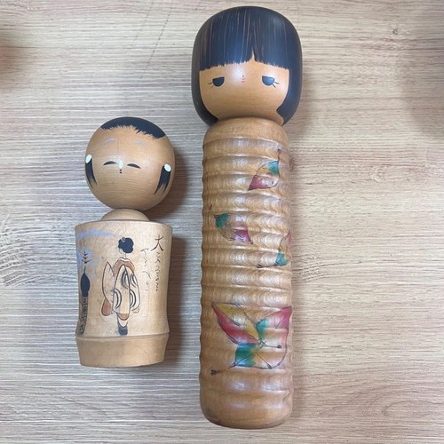 Antique kokeshi pair showa - kokeshi,