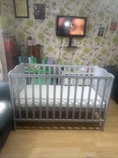Baby Cot Bed with Mattress grey 