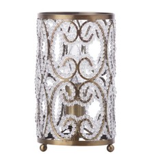 Litecraft Table Lamp Small Ornate Beaded Cylinder E14 Base - Bronze Clearance   
