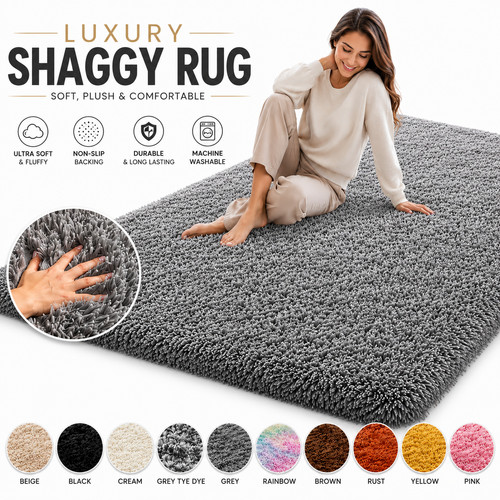 Thick shaggy rug soft fluffy - thick,