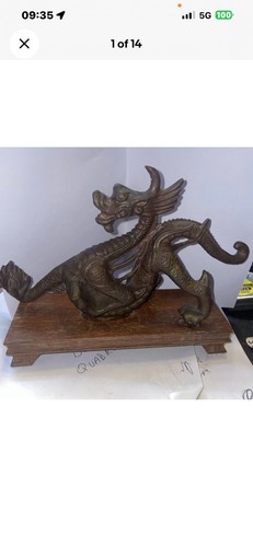 Antique bronze dragon stand - antique,