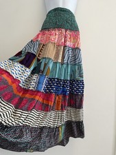 Gypsy Maxi Skirt Long Tiered Hippie Festival Indian Boho Vintage Rainbow Floaty