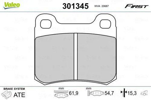 Brake pads rear axle 301345 - pads,