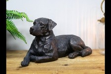 Resin Bronzed Effect Laying Dog Garden Ornament home Decor Statue Figurine