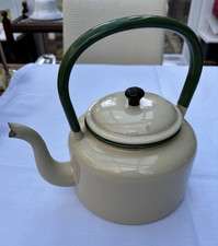 Vintage Judge Enamel Kettle in Cream & Green