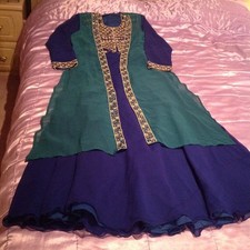 Ghagra choli with long sleeveless jacket 