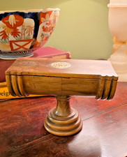 Unusual Antique Rosewood Pedestal Cigarette Box With Mother Of Pearl Cartouche