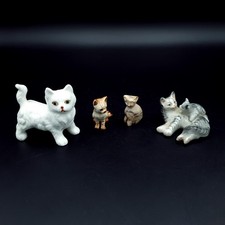 Vintage Cat & Kitten figurines Japan? Four Small including one tiny marble cat