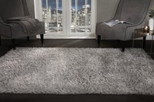 5.5cm Silver Grey Large SHAGGY Floor RUG Soft SPARKLE Shimmer Glitter Thick Pile
