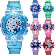 Kids Watch Disney Frozen Elsa Princess LED Glowing Children's Cartoon