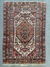 VINTAGE TRIBAL HERIZ RUG, HAND MADE PERSIAN WOOL NOMADIC CARPET 4'7" X 3'1"