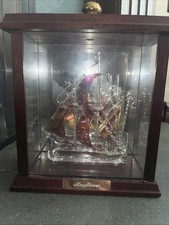 Glass Ship In Mahogany Case