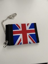 Unisex Union Jack Hook and Loop Fastener Wallet with Chain 6 Pockets