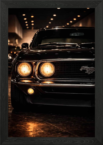 Classic black mustang car - black,