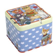 Kittens In Mittens Small Square Tin Sewing Knitting Crochet Storage Emma Ball