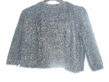 PRIMARK BLACK KNITTED SHORT JACKET WITH SEQUINS - SIZE MEDIUM - VERY GOOD COND