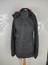Superdry Women's Black Hooded Parka Wind Cheater Coat Jacket Size S UK