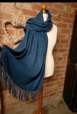 PURE LUXURY 30% CASHMERE  PASHMINA SHAWL BLANKET SCARF  SO SOFT UNISEX  NAVY NEW