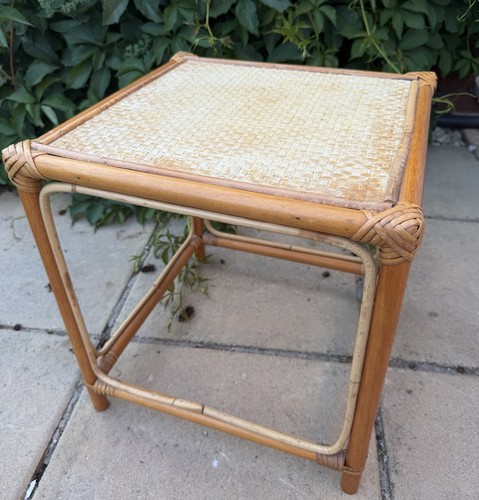 Vintage rattan side table - rattan,