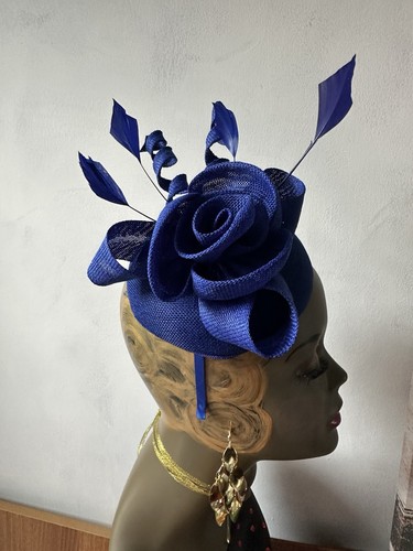 Navy blue fascinator with - blue,