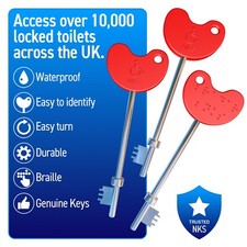 3 x NKS RADAR KEY Disabled Toilet Bathroom Door Access Braille Easy Turn