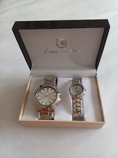 Luis Cardini His & Hers Quartz Watches Set - Stainless Steel - IN BOX