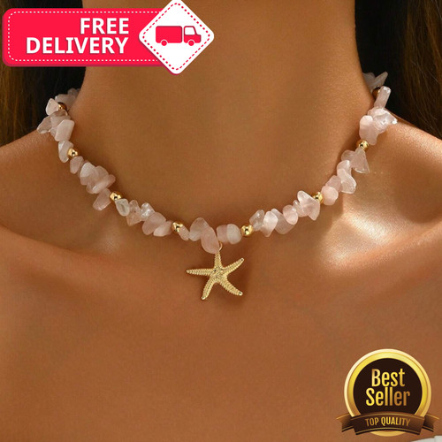 Beaded starfish necklace boho - starfish,