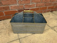 Galvanised Metal Milk Bottle Holder Bottle Carrier Farmhouse Cottage