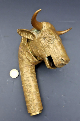 Vintage brass bull head - vintage,