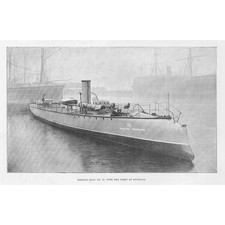 ROYAL NAVY Torpedo Boat No70 - Antique Print 1889