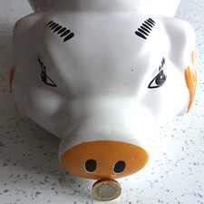 Vintage Ceramic Piggy Bank Extra Large Floral Design Snuffling Pig Money Box